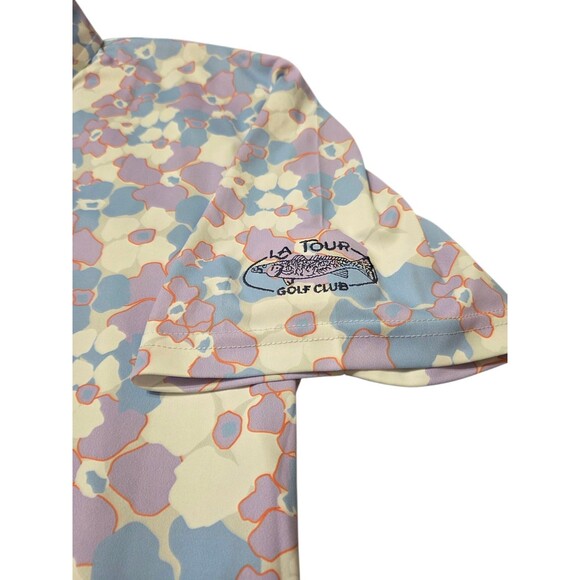 Swannies Golf Performance Polo Club Logo Collared Stretch Floral Men's L B25.1 - Picture 8 of 14